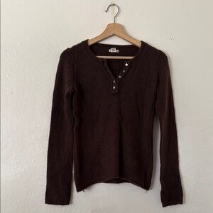 Christopher Blue Cashmere Blend Quarter Button Sweater in Brown Sz XS
